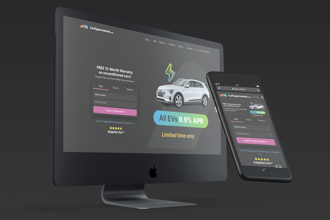 Screens showing the work we done for CarSupermarket.com