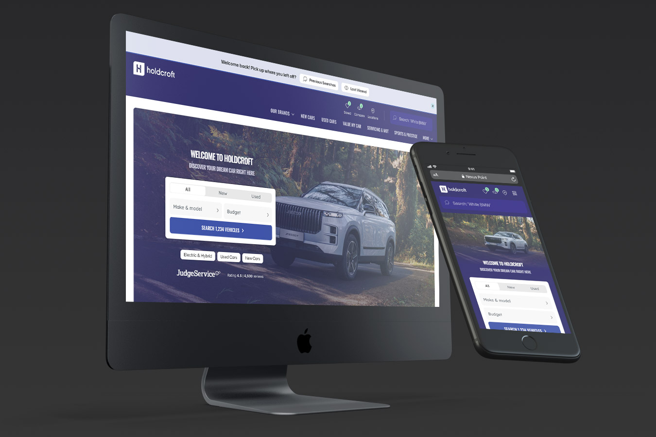Screens showing the work we done for Holdcroft