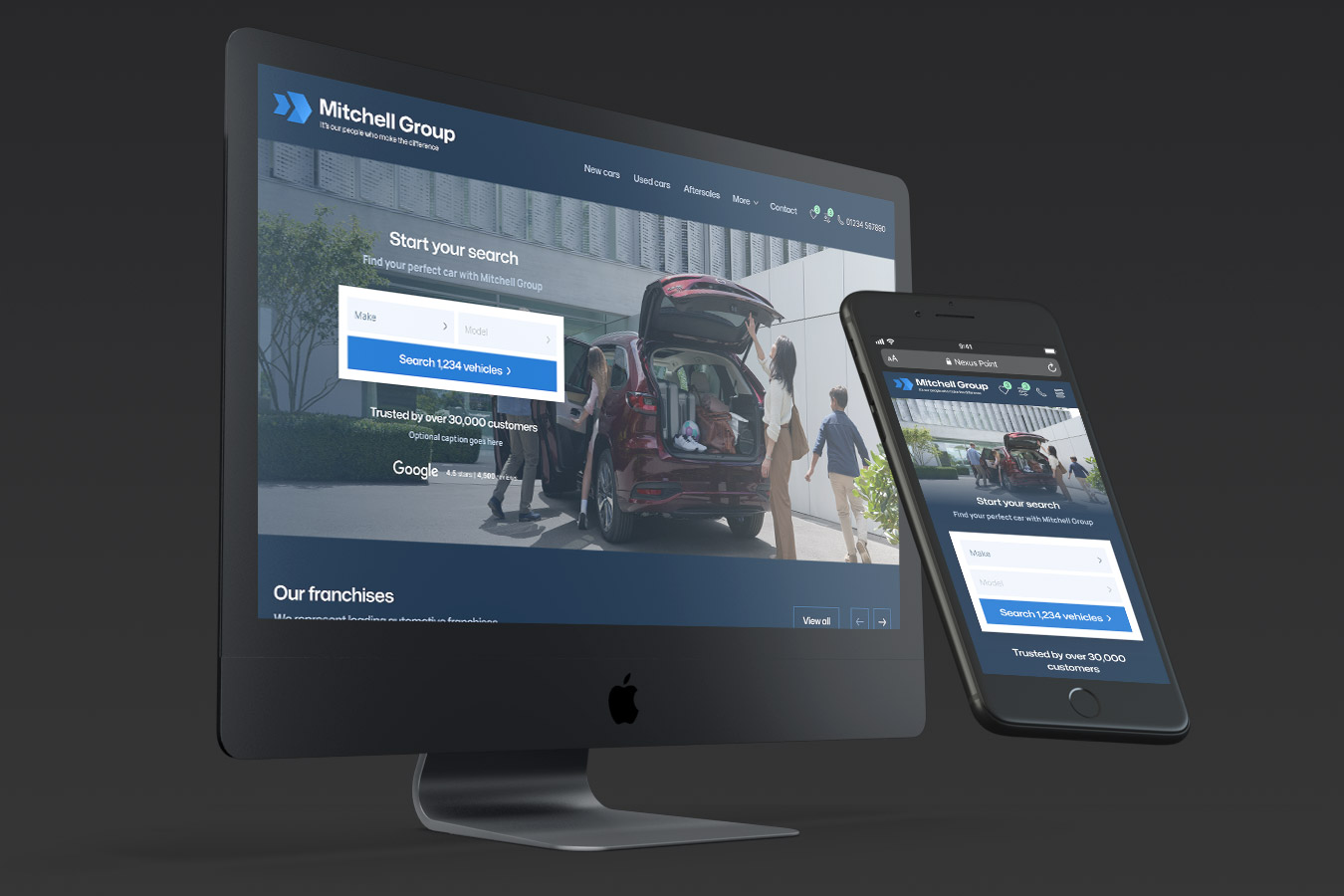 Screens showing the work we done for Mitchell Group