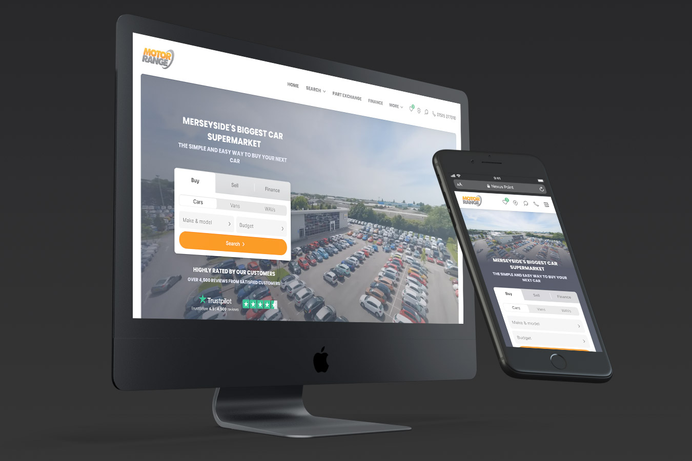 Screens showing the work we done for Motor Range