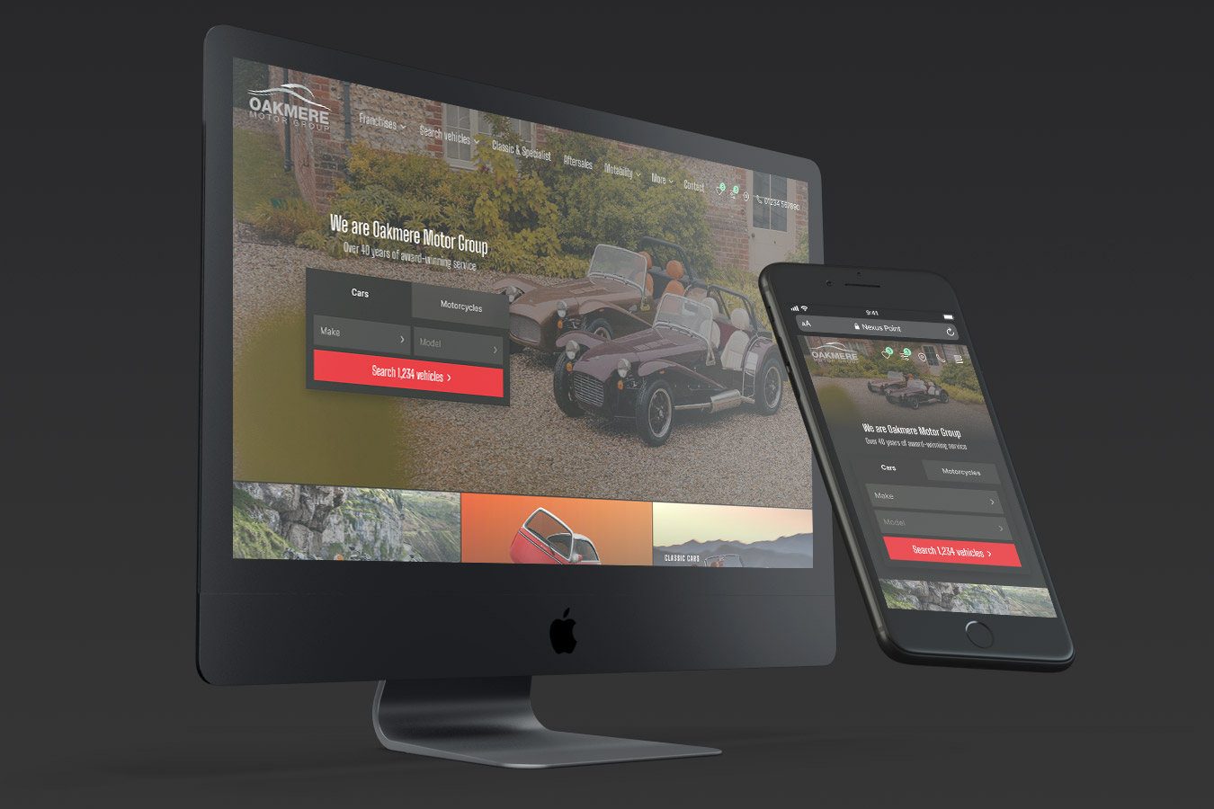 Screens showing the work we done for Oakmere