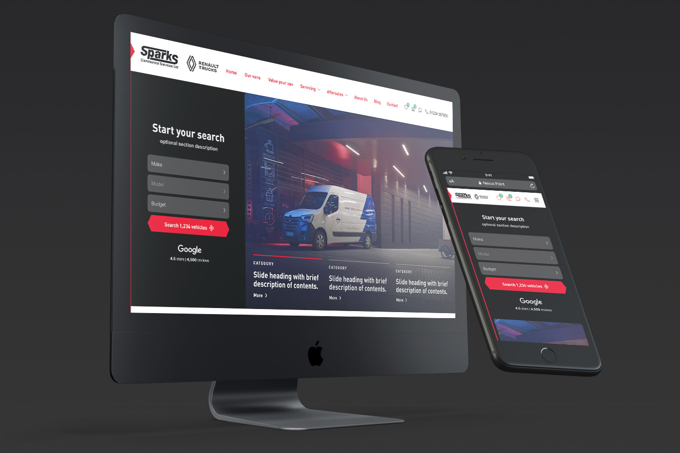 Screens showing the work we done for Sparks